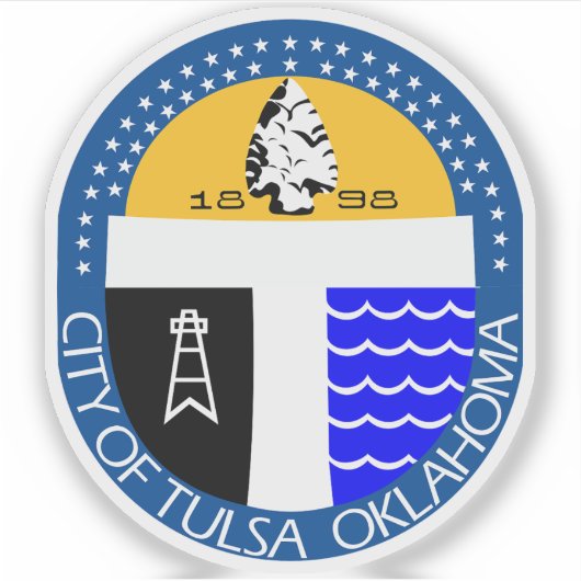 Het zegel van Tulsa, Oklahoma Sticker (Voorkant)