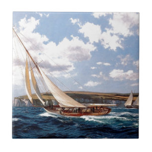 Het zeilen in een ruw zee tegeltje