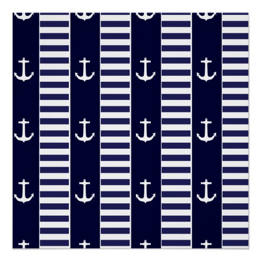 Het zeilen van anker en strepen patroon poster (Voorkant)