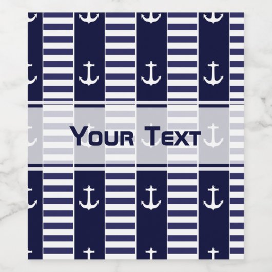 Het zeilen van anker en strepen patroon wijn etiket (Enkel label)