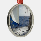 Het zeilen van de Carriboon Metalen Ornament (Rechts)