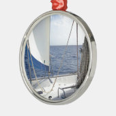 Het zeilen van de Carriboon Metalen Ornament (Links)