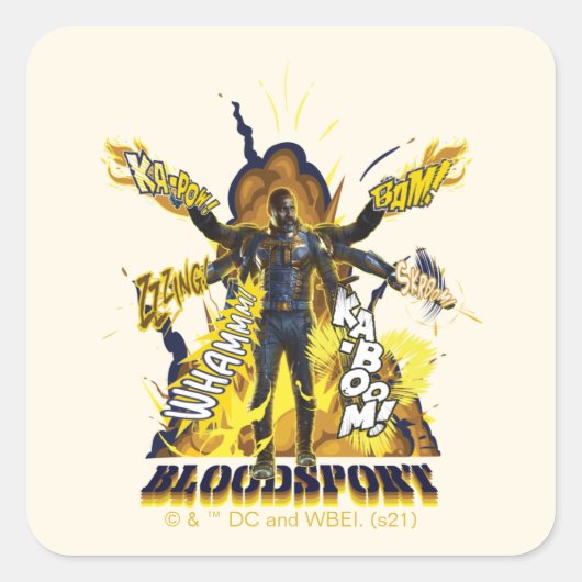 Het Zelfmoordplein | Bloedsport Action Graphic Vierkante Sticker (Voorkant)