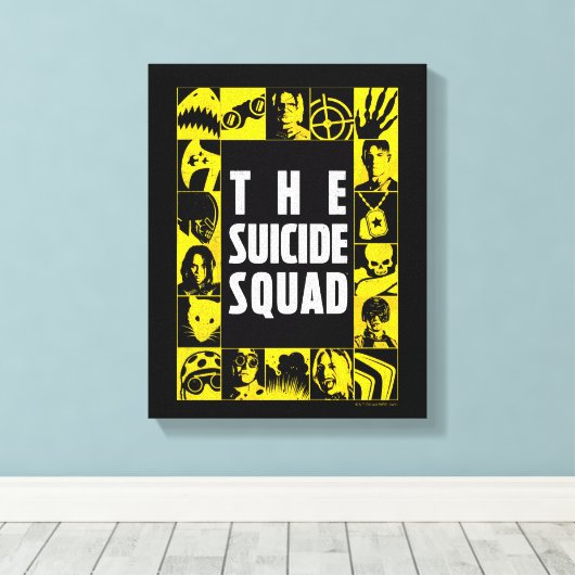 Het Zelfmoordplein | Gele en zwarte pictogramblokk Canvas Afdruk (Insitu (Houten vloer))