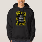 Het Zelfmoordplein | Gele en zwarte pictogramblokk Hoodie (Voorkant)