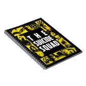 Het Zelfmoordplein | Gele en zwarte pictogramblokk Notitieboek (Rechterzijde)