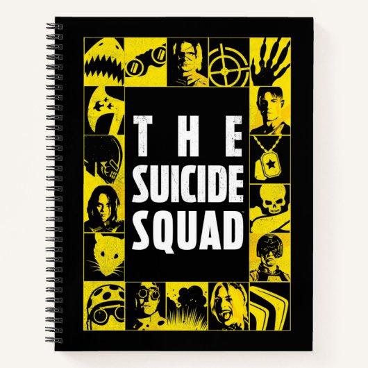Het Zelfmoordplein | Gele en zwarte pictogramblokk Notitieboek (Voorkant)