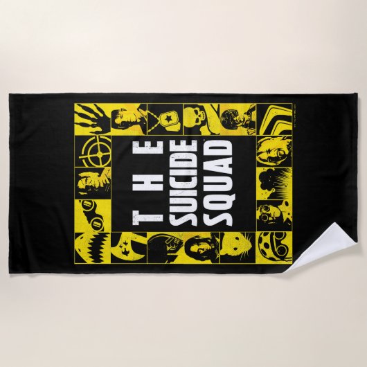 Het Zelfmoordplein | Gele en zwarte pictogramblokk Strandlaken (Voorkant)