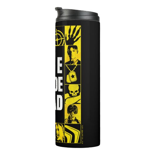 Het Zelfmoordplein | Gele en zwarte pictogramblokk Thermosbeker (Geroteerd rechts)