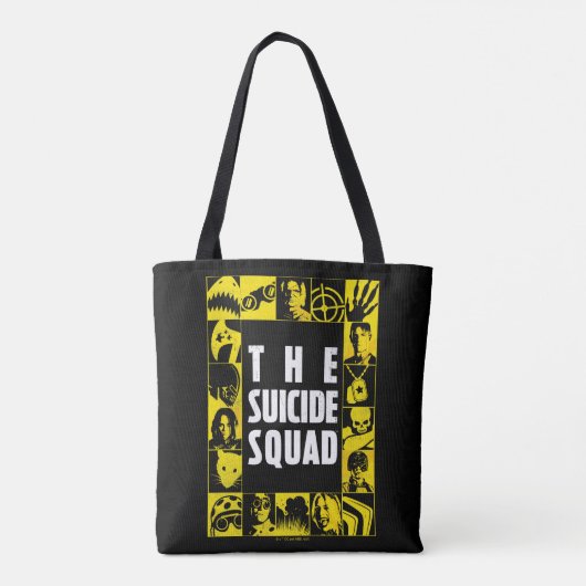 Het Zelfmoordplein | Gele en zwarte pictogramblokk Tote Bag (Achterkant)