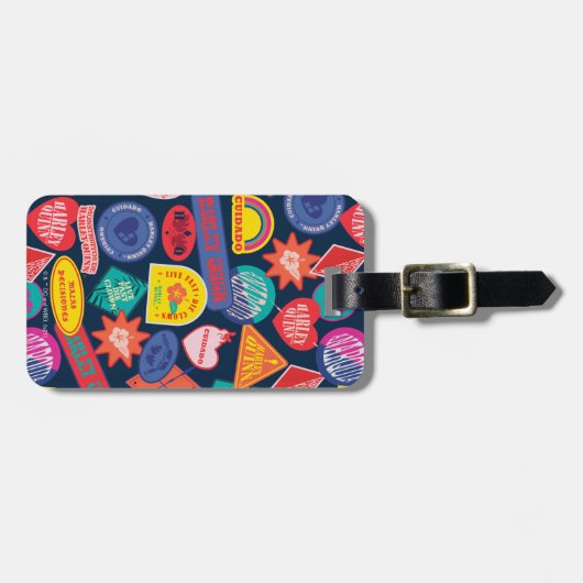 Het Zelfmoordplein | Harley Quinn Badge Pattern Bagagelabel (Voorkant horizontaal)