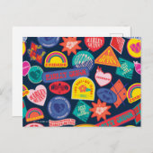 Het Zelfmoordplein | Harley Quinn Badge Pattern Briefkaart (Voorkant / Achterkant)