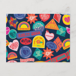 Het Zelfmoordplein   Harley Quinn Badge Pattern Briefkaart