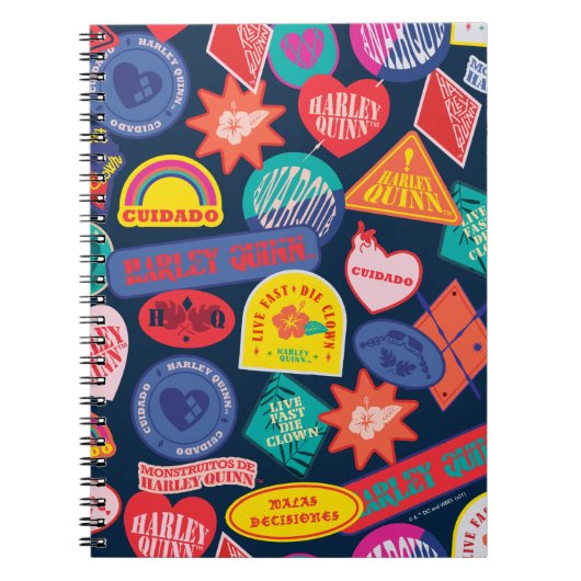 Het Zelfmoordplein | Harley Quinn Badge Pattern Notitieboek (Voorkant)