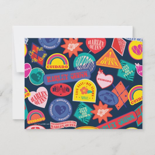 Het Zelfmoordplein | Harley Quinn Badge Pattern Notitiekaartje (Voorkant)