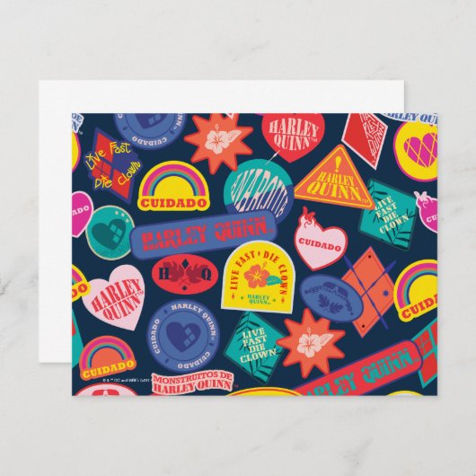 Het Zelfmoordplein | Harley Quinn Badge Pattern Notitiekaartje (Voorkant / Achterkant)