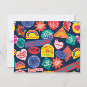 Het Zelfmoordplein   Harley Quinn Badge Pattern Notitiekaartje