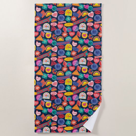 Het Zelfmoordplein | Harley Quinn Badge Pattern Strandlaken (Voorkant)