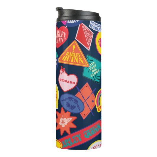 Het Zelfmoordplein | Harley Quinn Badge Pattern Thermosbeker (Geroteerd rechts)