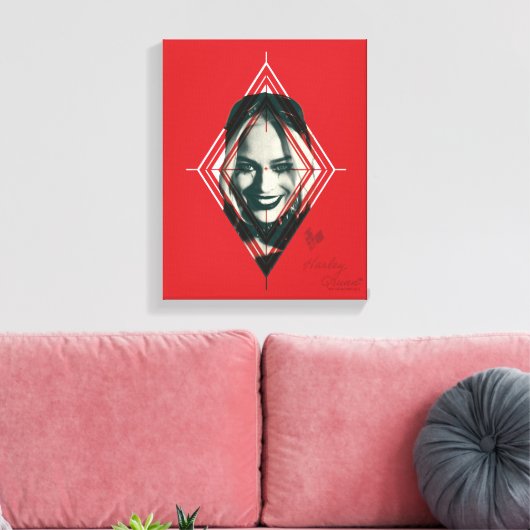 Het Zelfmoordplein | Harley Quinn Diamond Target Canvas Afdruk (Insitu (Woonkamer))