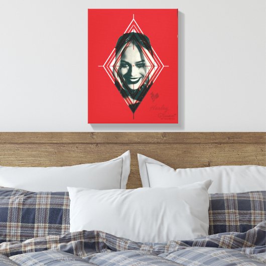 Het Zelfmoordplein | Harley Quinn Diamond Target Canvas Afdruk (Insitu (Slaapkamer))