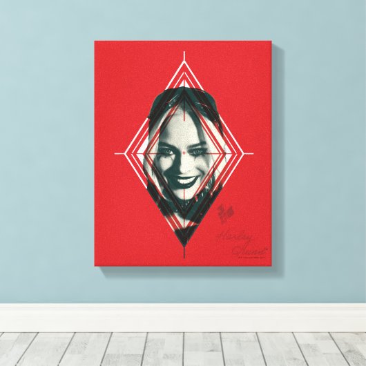 Het Zelfmoordplein | Harley Quinn Diamond Target Canvas Afdruk (Insitu (Houten vloer))