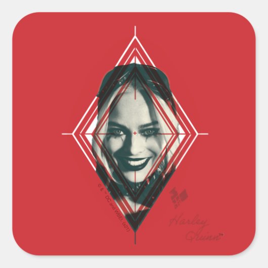 Het Zelfmoordplein | Harley Quinn Diamond Target Vierkante Sticker (Voorkant)