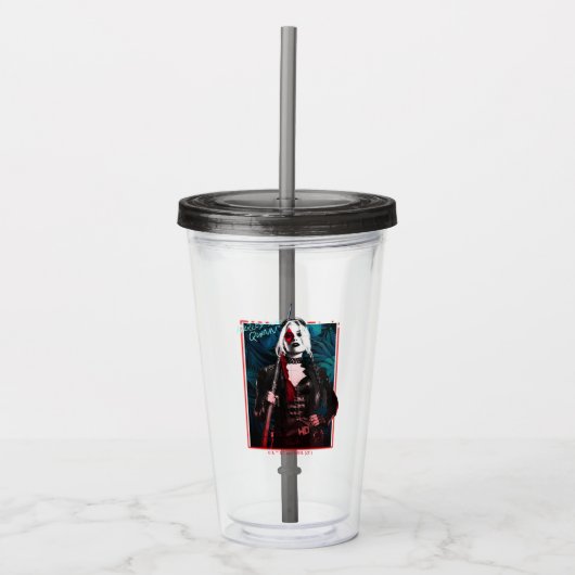 Het Zelfmoordplein | Harley Quinn en Green Ferns Acryl Drinkbeker (Voorkant)