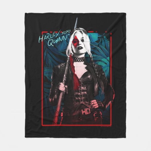 Het Zelfmoordplein | Harley Quinn en Green Ferns Fleece Deken (Voorkant)
