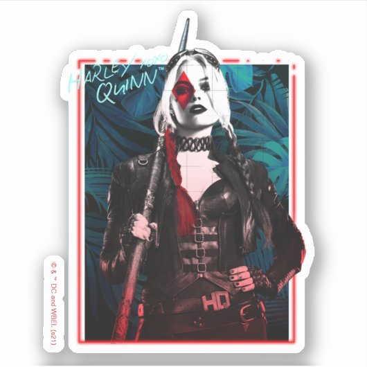Het Zelfmoordplein | Harley Quinn en Green Ferns Sticker (Voorkant)