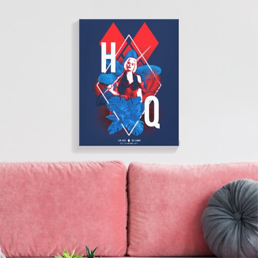 Het Zelfmoordplein | Harley Quinn Fern & Diamonds Canvas Afdruk (Insitu (Woonkamer))