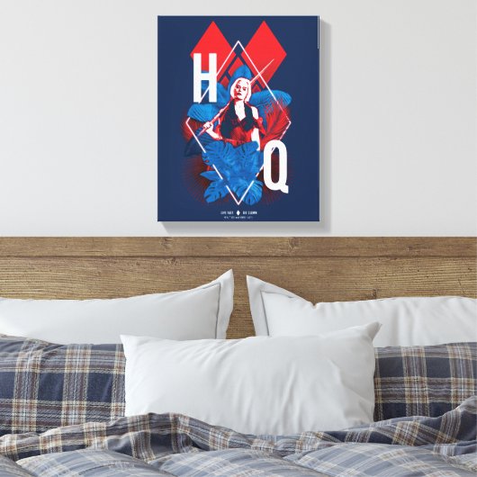 Het Zelfmoordplein | Harley Quinn Fern & Diamonds Canvas Afdruk (Insitu (Slaapkamer))