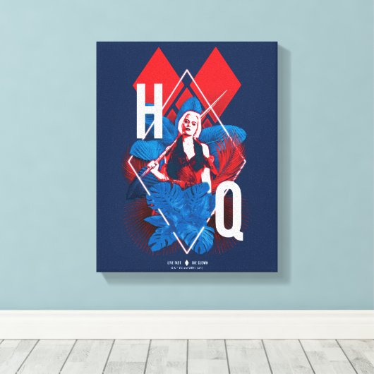 Het Zelfmoordplein | Harley Quinn Fern & Diamonds Canvas Afdruk (Insitu (Houten vloer))