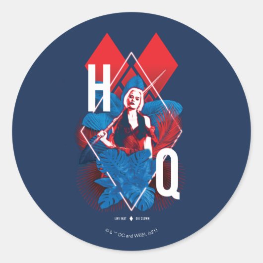 Het Zelfmoordplein | Harley Quinn Fern & Diamonds Ronde Sticker (Voorkant)