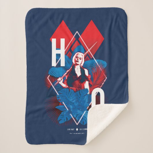Het Zelfmoordplein | Harley Quinn Fern & Diamonds Sherpa Deken (Voorkant)