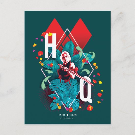 Het Zelfmoordplein | Harley Quinn Floral Diamond Briefkaart (Voorkant)