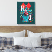 Het Zelfmoordplein | Harley Quinn Floral Diamond Canvas Afdruk (Insitu (Slaapkamer))