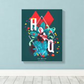 Het Zelfmoordplein | Harley Quinn Floral Diamond Canvas Afdruk (Insitu (Houten vloer))