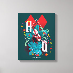 Het Zelfmoordplein Harley Quinn Floral Diamond Canvas Afdruk