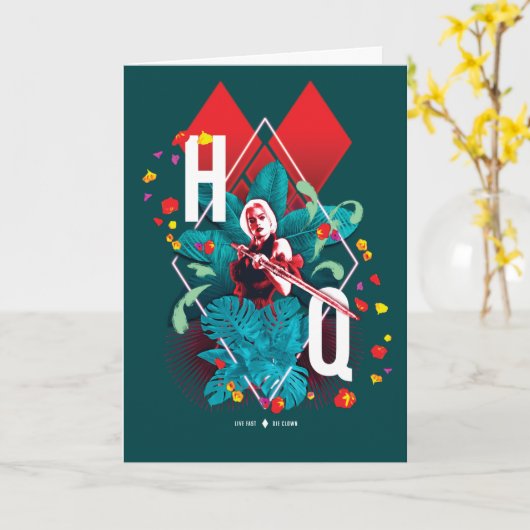 Het Zelfmoordplein | Harley Quinn Floral Diamond Kaart (Gele Bloem)