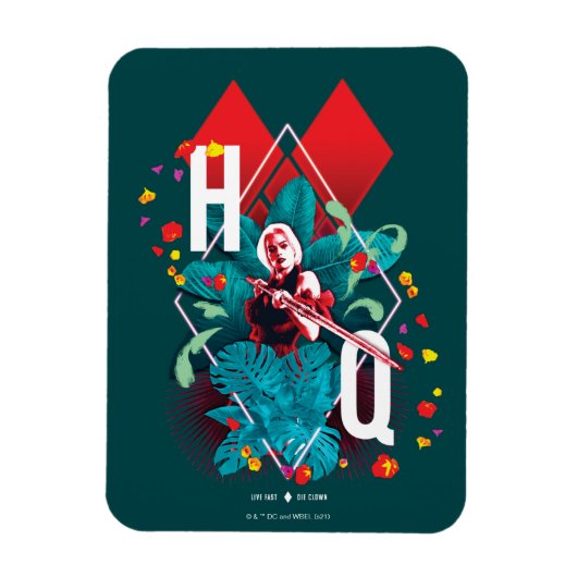 Het Zelfmoordplein | Harley Quinn Floral Diamond Magneet (Verticaal)