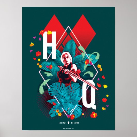 Het Zelfmoordplein | Harley Quinn Floral Diamond Poster (Voorkant)