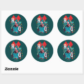 Het Zelfmoordplein | Harley Quinn Floral Diamond Ronde Sticker (Vel)