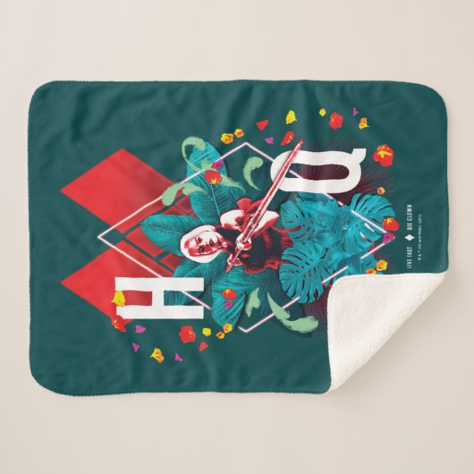Het Zelfmoordplein | Harley Quinn Floral Diamond Sherpa Deken (Voorkant (horizontaal))