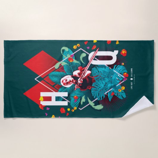 Het Zelfmoordplein | Harley Quinn Floral Diamond Strandlaken (Voorkant)