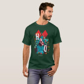 Het Zelfmoordplein | Harley Quinn Floral Diamond T-shirt (Voorkant volledig)