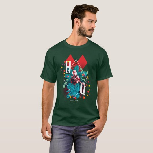 Het Zelfmoordplein | Harley Quinn Floral Diamond T-shirt (Voorkant volledig)