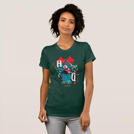 Het Zelfmoordplein | Harley Quinn Floral Diamond T-shirt (Voorkant volledig)
