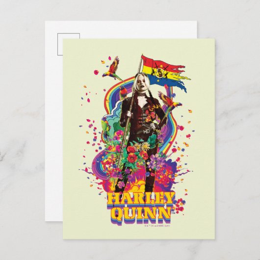 Het Zelfmoordplein | Harley Quinn Flowers & Rainbo Briefkaart (Voorkant / Achterkant)