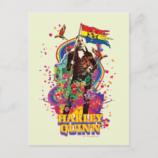 Het Zelfmoordplein | Harley Quinn Flowers & Rainbo Briefkaart (Voorkant)